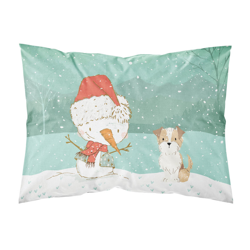 Taie d’oreiller de noël bonhomme de neige, Terrier brun et blanc