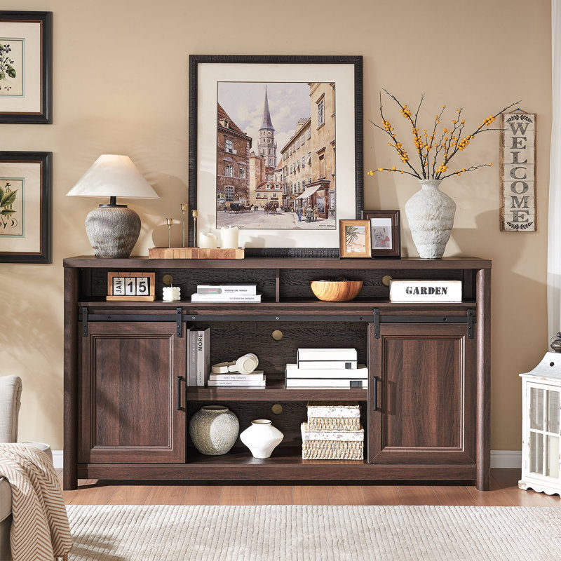 70" W Farmhouse Walnut TV Stand, Walnut