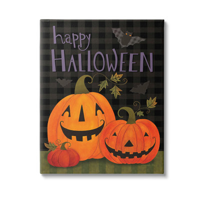 Pumpkins&BatonPlaidCanvasWallArtbyBernadetteDeming
