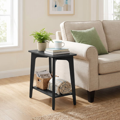 2-Tier Side Table, Small Rectangular End Table, Nightstand For Small Spaces, Living Room, Bedroom, Brown
