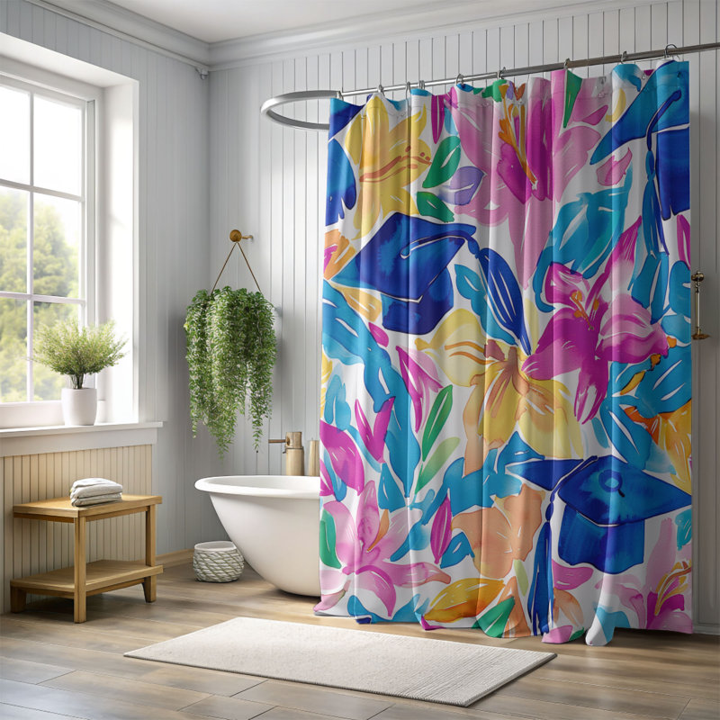 Rideau de douche standard 1 pièce Preppy, H 74 po x l 71 po