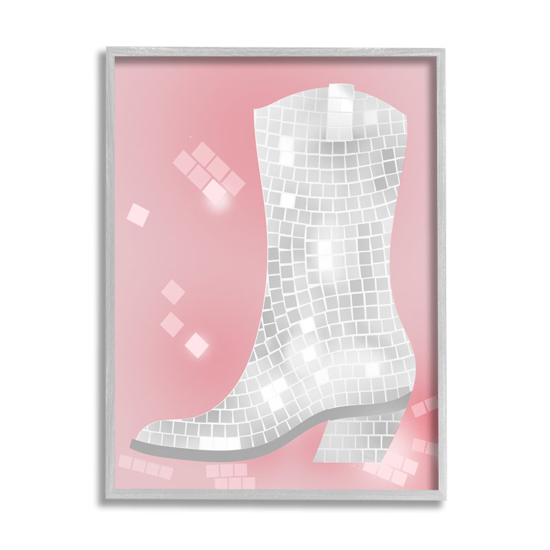 Motif de bottes de cow-boy rose encadré sur bois par Lil 'Rue, impression, L 20 po x H 16 po, Estampe numérique Farmhouse