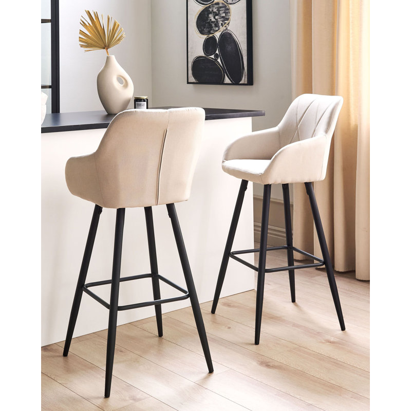Maxman Upholstered Bar Stool, Beige, 73 cm