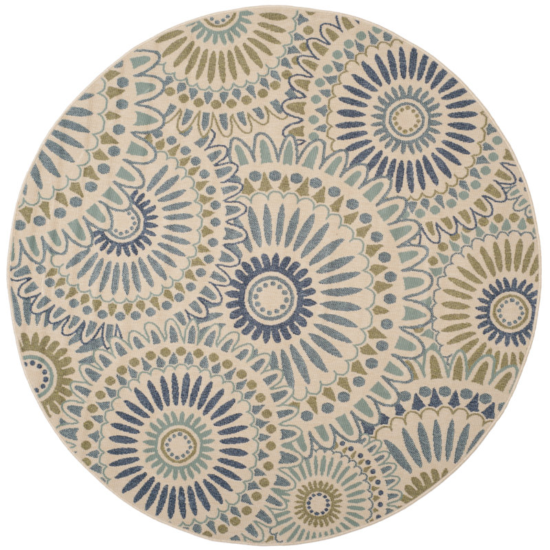 Attah Performance Floral Indoor/Outdoor Area Rug, Round 5'3"
