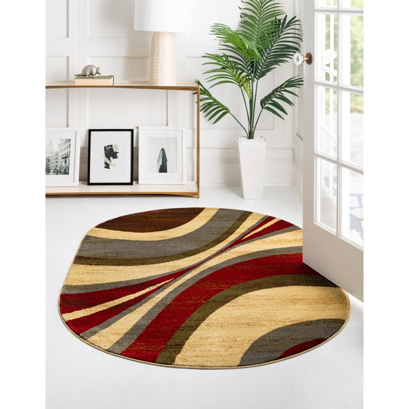 Abstract Indoor Rug, Oval 4' x 6'