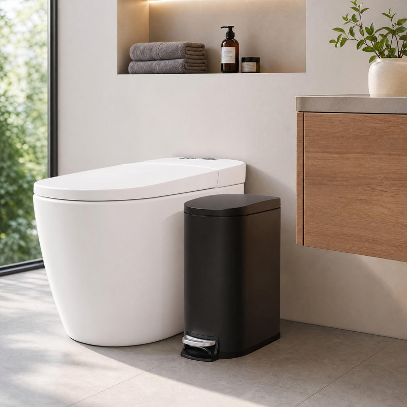 Poubelle de salle de bain 1,6 gallon avec seau intérieur amovible, Noir