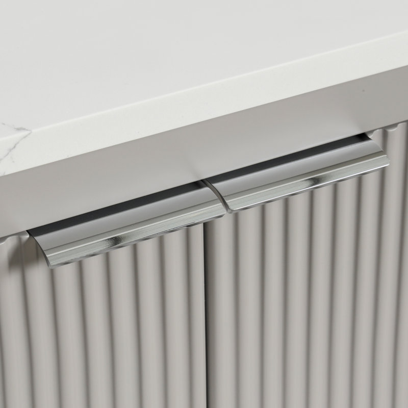 Guerra 24 po Meuble-lavabo autoportant à simple cuve gris impérial avec comptoir en quartz de Carrare