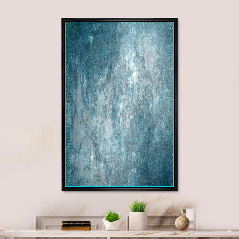 Art moderne gris et bleu II 2FL47792, Cadre noir, H 20 po x l 12 po x P 1 po