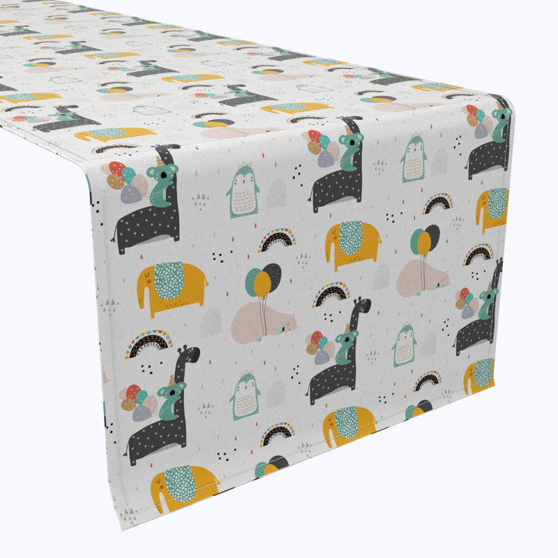 Table Runner, 100% Cotton, 16X108", Party Animals, 108" L x 16" W