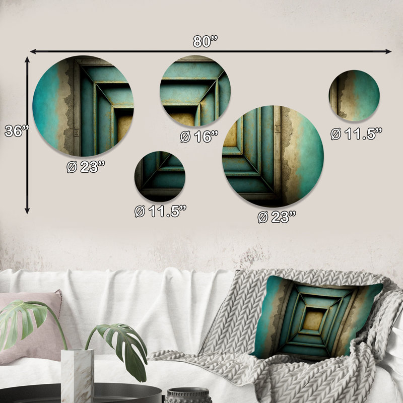 Intime illustrations dans des tons rétro délavés - décoration murale géométrique moderne en métal