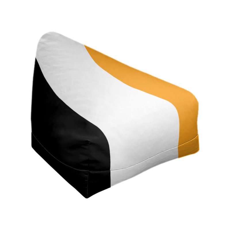 Bean Bag Chair & Lounger, Black/White/Yellow, 27" x 27" x 30"
