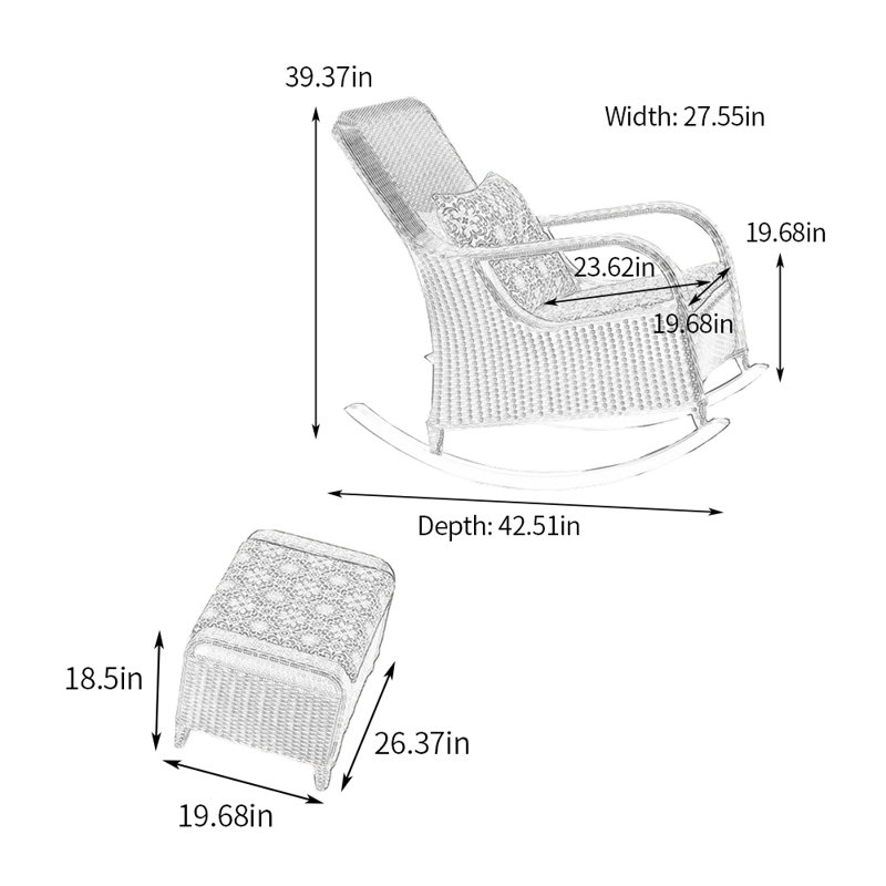 Chaise berçante en rotin avec repose-pieds PE