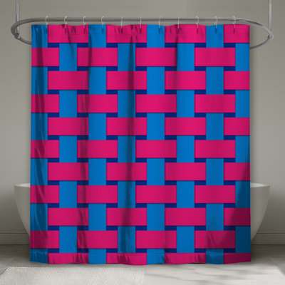 Rideaux de douche tissés roses et bleus extra longs