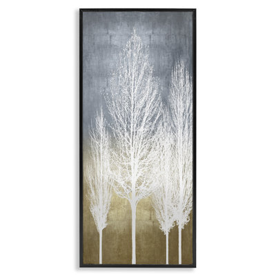 Tall Tree Silhouettes Abstract White Forest Over Pattern by - Graphic Art