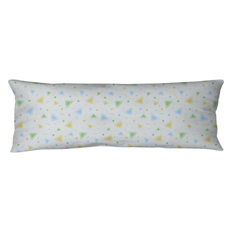 Coussin lombaire rétro 90s, Bourre en polyester, Molleton moelleux, Bleu / Jaune