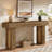 63 Inch Rattan Console Table, Farmhouse Entryway Table Sofa Table With Heavy Duty Legs