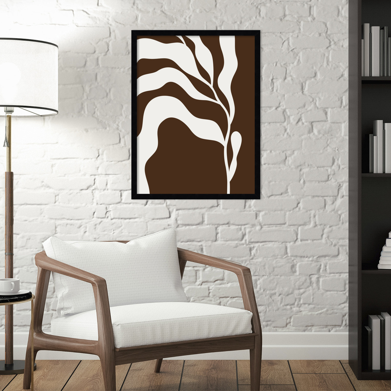 Erminia "Retro Matisse Botanical 2" Print, Black, 25" H x 19" W x 1" D