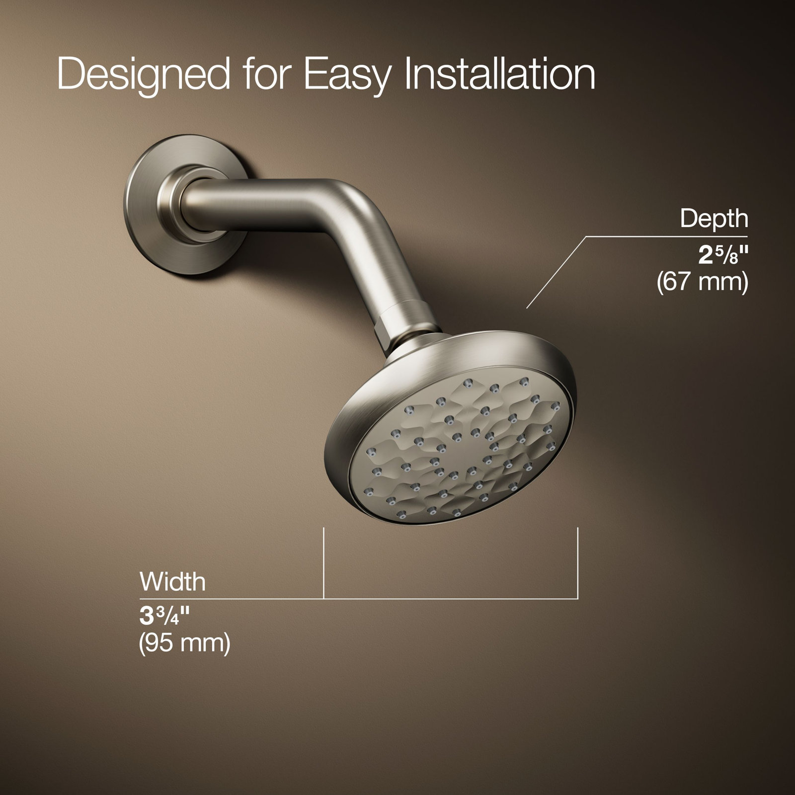 Awaken Single-Function Fixed Shower Head, Vibrant Brushed Nickel, 1.75 GPM