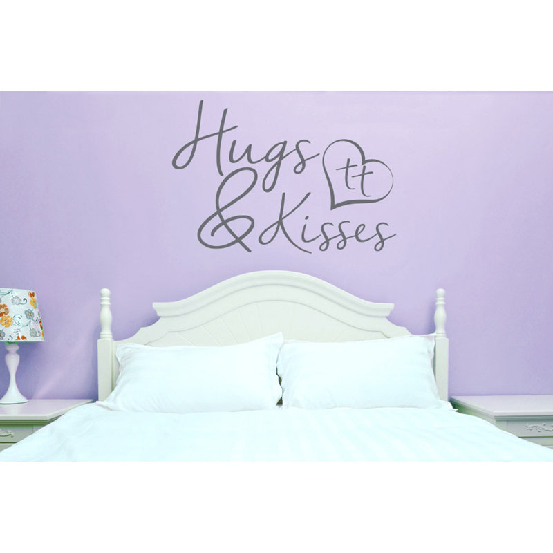Hugs and Kisses Wall Sticker, Grey, Large