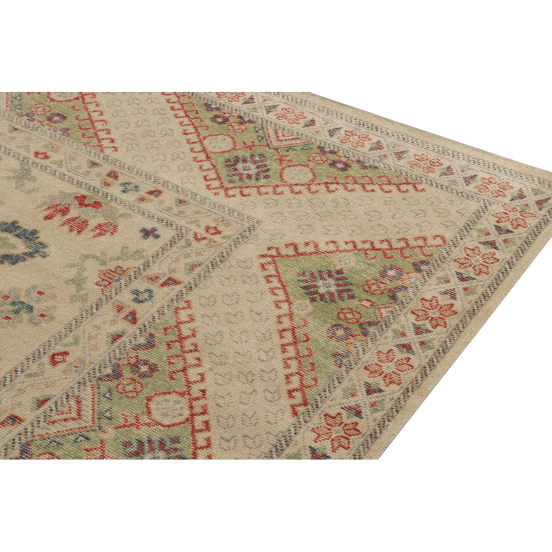 Distressed Homage Hand Knotted Wool Geometric Area Rug, Runner 3' x 10'