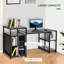 68 po. 68 po. Bureau d'ordinateur avec étagère de bureau, support pour unité centrale, tablettes de rangement spacieuses et design chic en grain de bois, gris