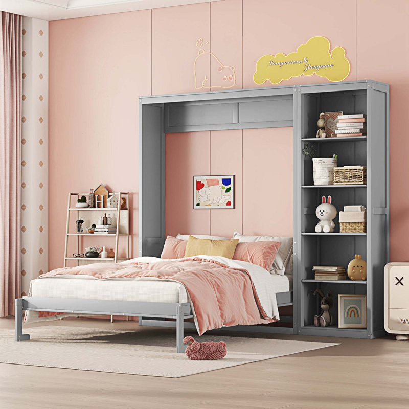 Lit escamotable en bois massif Mirosavka, Double, Gris