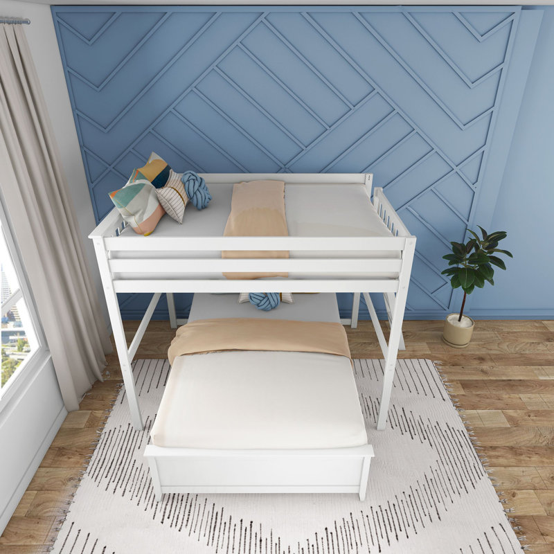 Lit superposé en bois Kober , Double sur double, Blanc