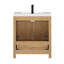Meuble-lavabo simple 30 po en brun clair avec lavabo artificiel encastré blanc sans miroir Bondi