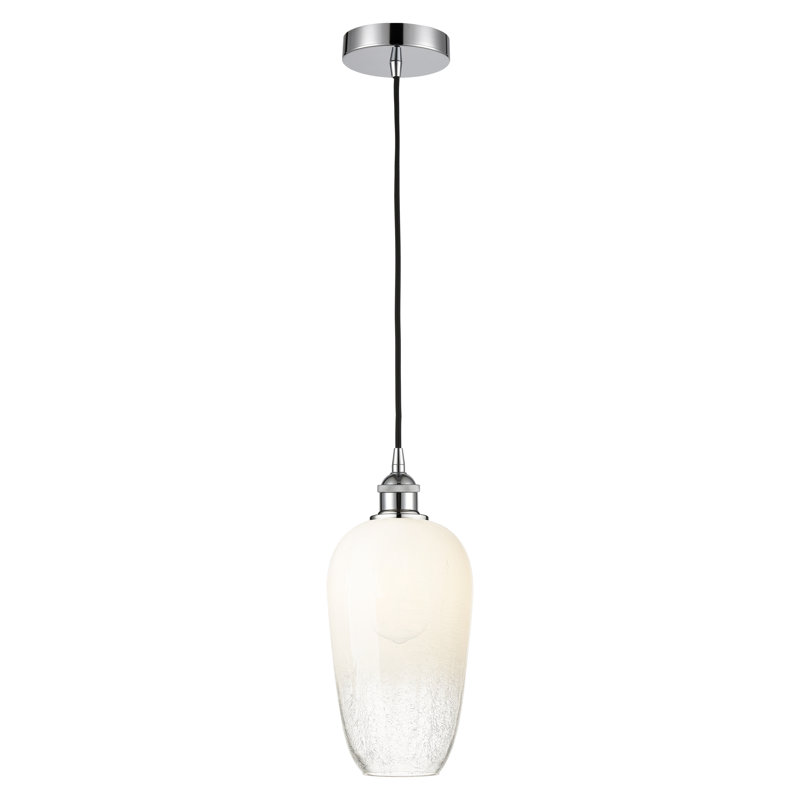 Edison - Caroline - Mini-luminaire suspendu à cordon 1 lumière 7 po, Chrome poli, Opale