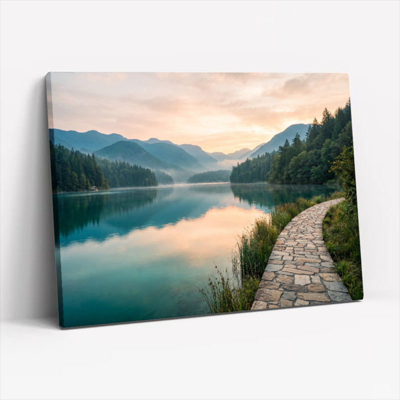 «Mountain Lake», reproduction d'art sur toile, ensemble de 1, 20"H x 30"W, Wrapped Canvas
