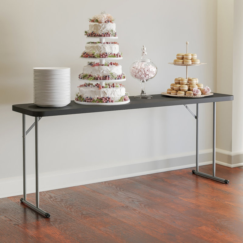 Parker Rectangular Plastic Folding Training and Event Table, 29" H x 70.8" W x 18" D, Black