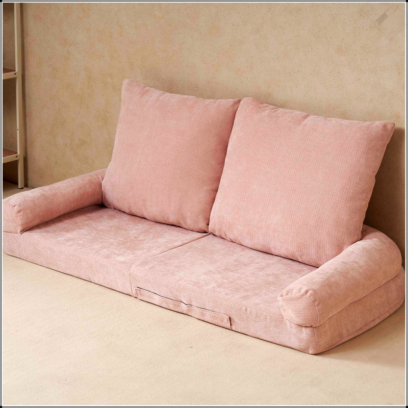 Convertible Fold-Out Single Sofa Bed, Pink,  For Small Spaces And Multi-Functionality, Pink Fabric