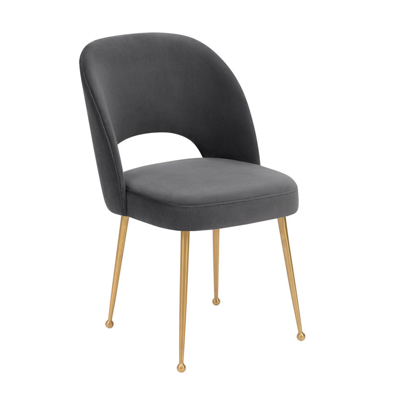 Chaise en velours Cheryl gris foncé, Gris foncé