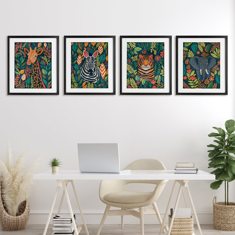Jungle Leaf, 21 x 17, Midnight Black Under Glass Framed