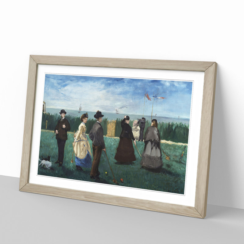 Croquet at Boulogne by Edouard Manet - Picture Frame Painting, Oak Framed, 27cm H x 36cm W x 2cm D