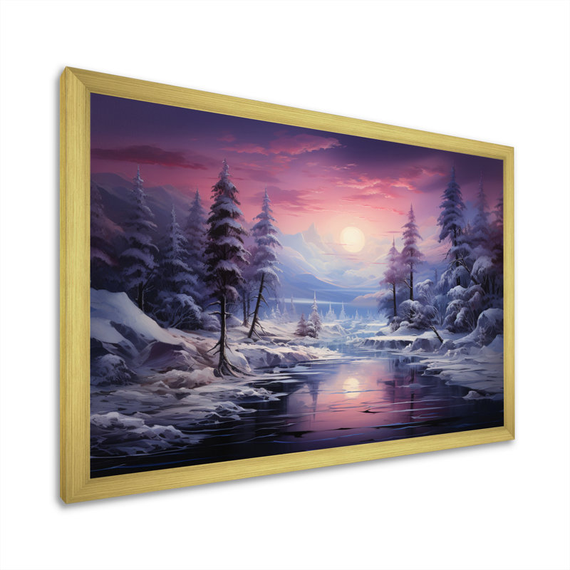 «Pine Tree Winters Magic I» sur toile, H 30 po x l 40 po x P 1,5 po, Encadrement doré