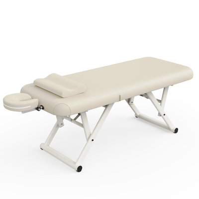 75" Professional Massage Table with Manual Adjustable Backrest and Height, Physical Therapy Table, Beauty Lash Spa Tattoo Massage Bed With Metal Leg