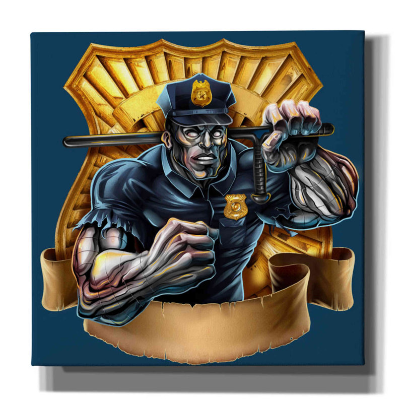 «Metal Skin Police agent» par Flyland Designs, art mural sur toile, H 26 po x l 26 po x P 1,5 po