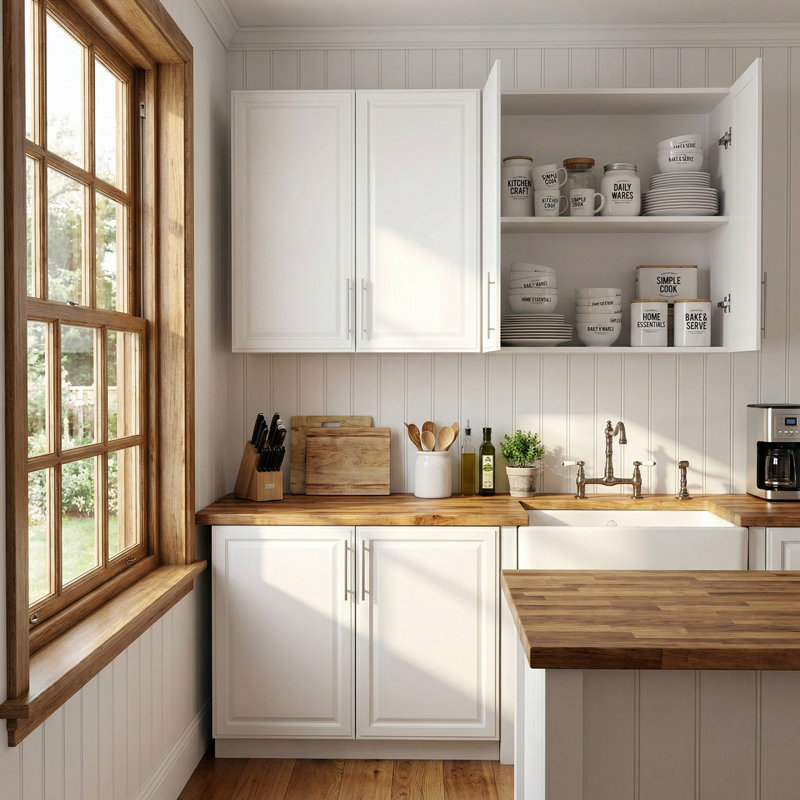 59" Big Laundry Room Cabinet Wall Mounted, for Kitchen, Adjustable Shelves, White