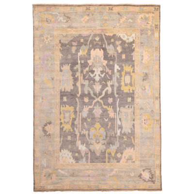 Tapis moderne gris anthracite Oushak 9 pi 9 po x 13 pi 10 po