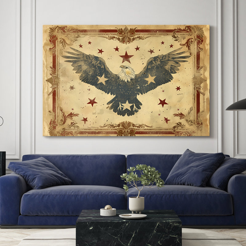 Aigle antique dans un cadre - Toile tendue avec châssis - Prêt à accrocher, 40X60