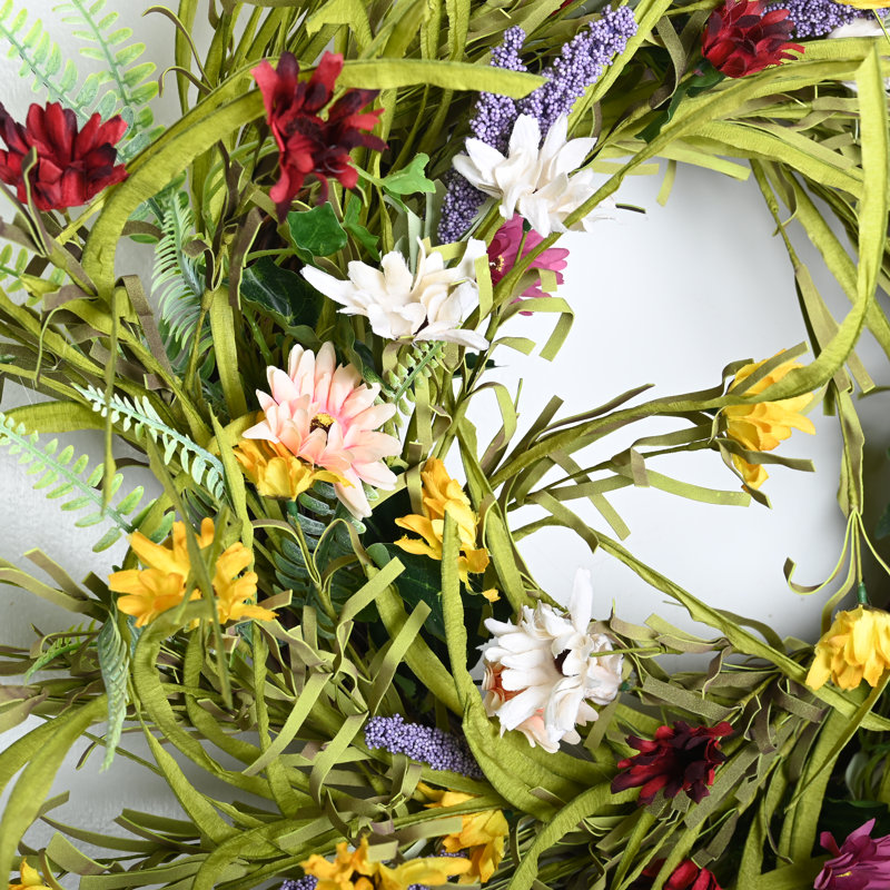 Daisy Lavender Grapevine 26" Front Door Wreath