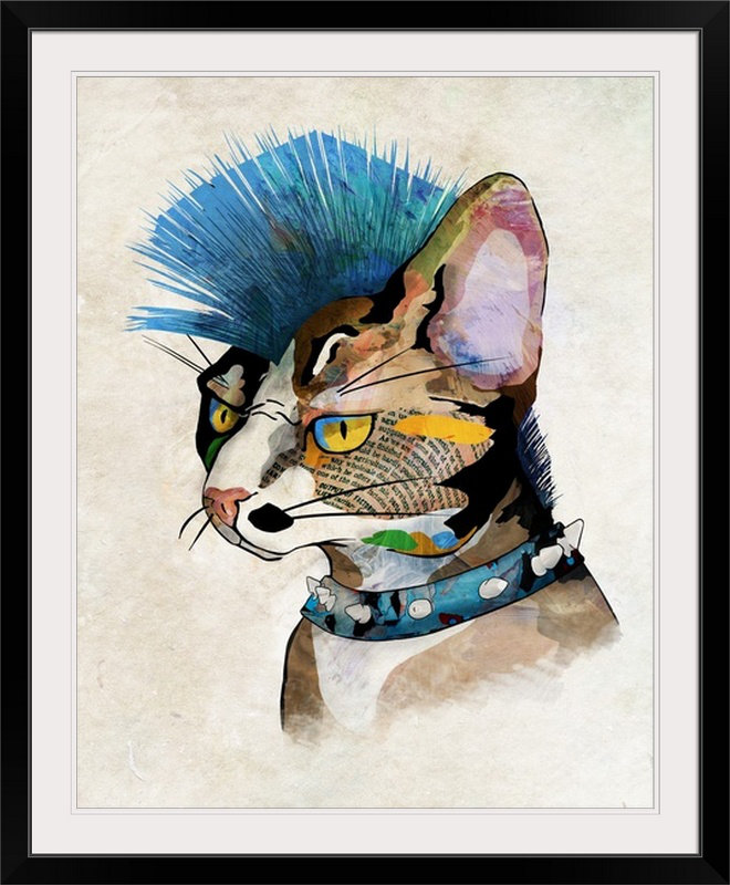 « ne pas gâcher avec cette chat cool », reproduction d’art, H 23 po x l 20 po x P 1 po, Cadre noir
