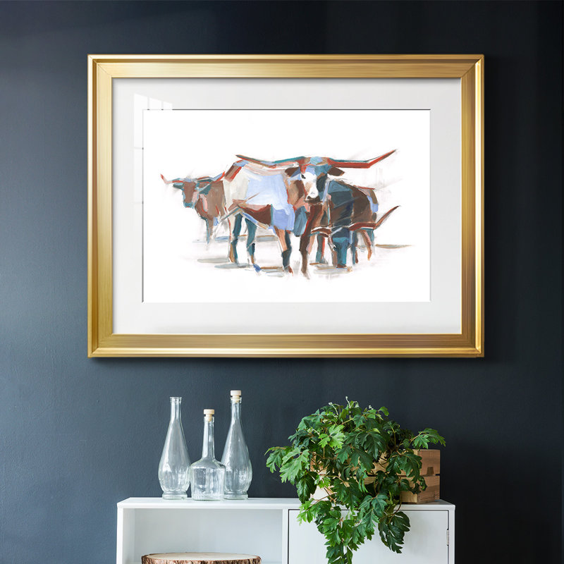 Longhorns modernes II, Or, H 15 po x l 21 po x P 1,5 po