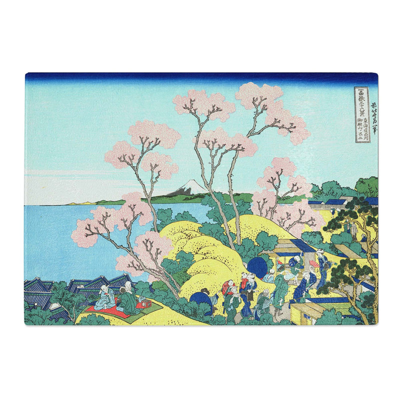 Tempered Glass Gotenyama Hill Garden by Katsushika Hokusai Chopping Board, 28.5 cm x 20 cm
