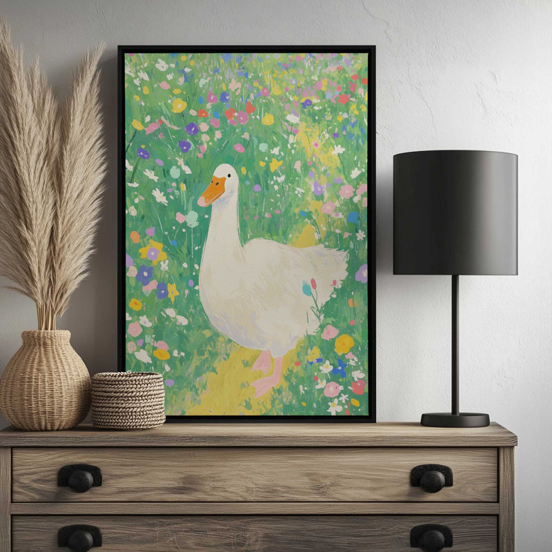 «Goose Wildflower Cute» par Trajeado, reproduction d'art, Tanné, H 48 po x l 36 po
