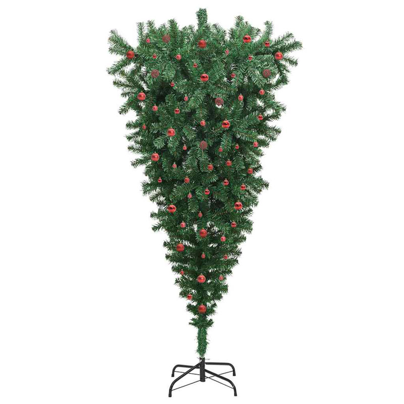 vidaXL Upside-down Artificial Pre-lit Christmas Tree with Ball Set, 7.87 ft