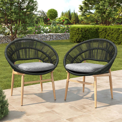 Outdoor Papasan Dining Chair Set with Weather-Resistant Wicker and Ergonomic Design