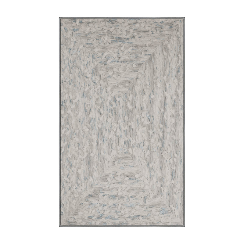 Machine Washable Gray Area Rug, Rectangle 7' x 9'