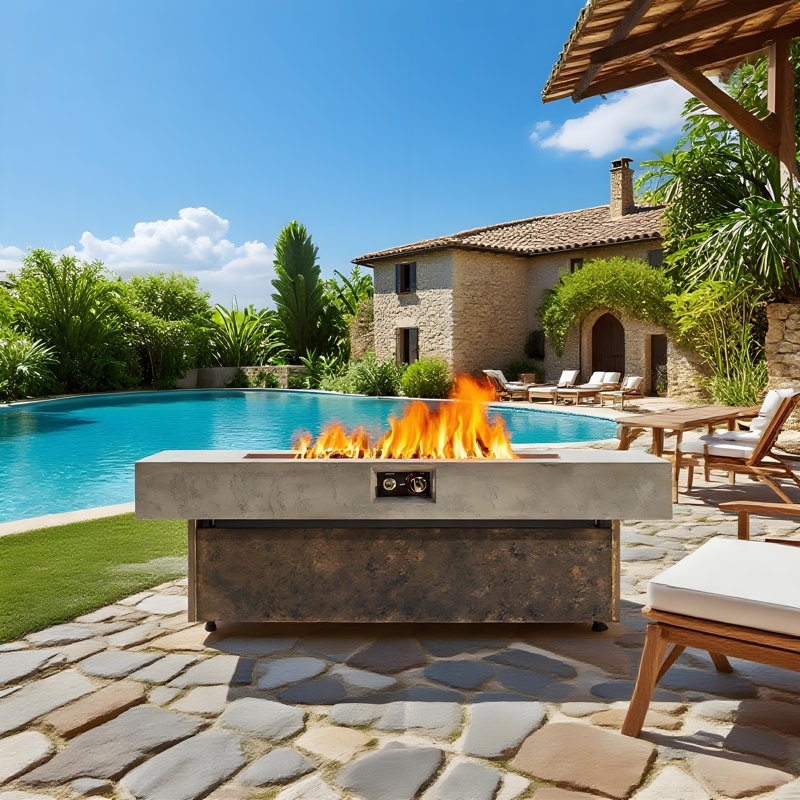 Table rectangulaire pour foyer d'extérieur au propane de 56 po avec 50 000 BTU